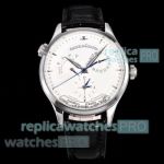 V+ Factory Swiss Replica Jaeger-LeCoultre Master Geographic White Dial Dual-Time Watch 